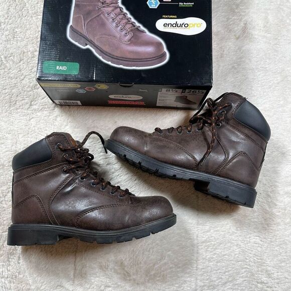 Brahma Mens Steel Toe Brown Lace Up Work Oil Slip Resistant Boots - Picture 2 of 6